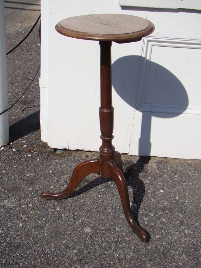 A small English oak tripod table made from the salvage of the ROYAL GEORGE which sunk in 1782.